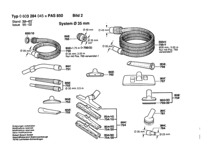 Section 2 Diagram and Parts List for PAS850 0603284045 Bosch Utility Vacuum