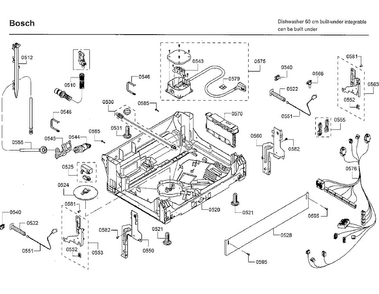 Base Diagram and Parts List for SHP65T55UC 09 Bosch Dishwasher