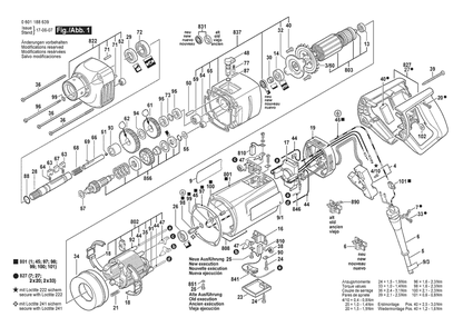 Section 1 Diagram and Parts List for 0601188639  Bosch Drill