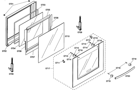 Lower Door Diagram and Parts List for HBN3520UC 01 Bosch Wall Oven