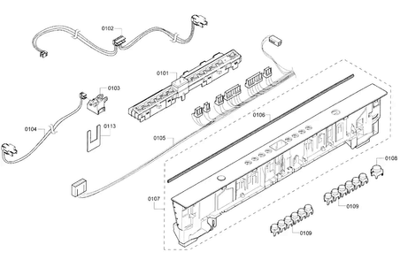Control Panel Diagram and Parts List for SHX4AT55UC 21 Bosch Dishwasher