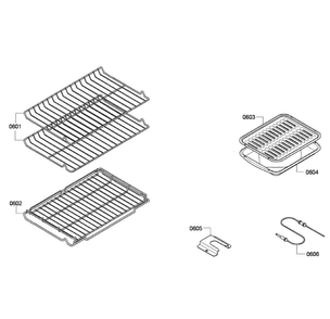 Shelfs Diagram and Parts List for HES7282U 04 Bosch Range