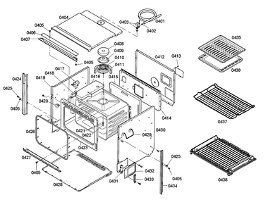 Body Diagram and Parts List for HBL742AUC 02 Bosch Wall Oven