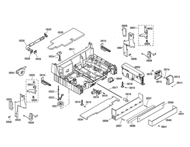 Base/Control Module Diagram and Parts List for SHE68M05UC 53 Bosch Dishwasher