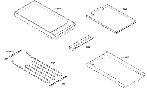 Griddle Assy Diagram and Parts List for PRG364GDH 01 Thermador Range