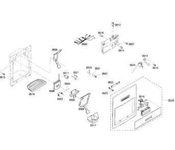 Dispenser Diagram and Parts List for KBUDT4255E 03 Thermador Refrigerator