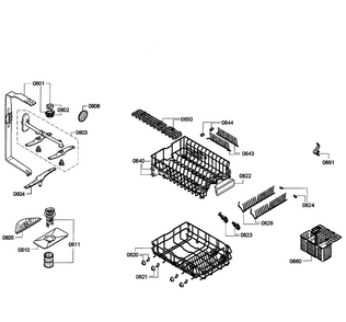 Baskets Diagram and Parts List for SPX5ES55UC 04 Bosch Dishwasher