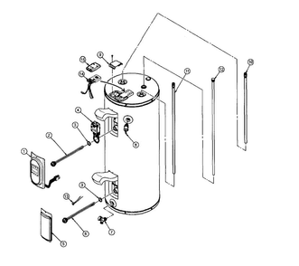 Main Assy Diagram and Parts List for 153582500  Kenmore Water Heater