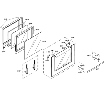 Door Assy Diagram and Parts List for HBL3450UC 03 Bosch Wall Oven