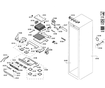 Cabinet Parts Diagram and Parts List for T24ID80NLP 45 Thermador Freezer