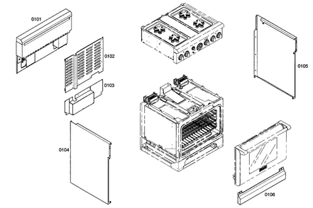 Cabinet Parts Diagram and Parts List for PRL304EG02  Thermador Range