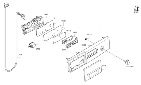 Control Panel Diagram and Parts List for WAP24201UC 11 Bosch Washer