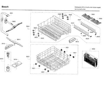 Rack Diagram and Parts List for SHE53T52UC 07 Bosch Dishwasher