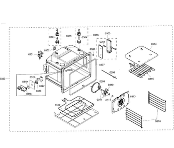 Upper Oven Assy Diagram and Parts List for HBL8650UC 01 Bosch Wall Oven