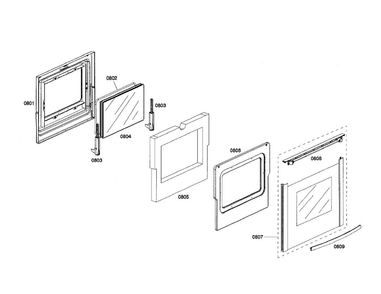 Door Diagram and Parts List for HGS445UC 01 Bosch Range
