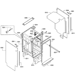 Cabinet Diagram and Parts List for SPV5ES53UC 07 Bosch Dishwasher