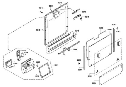Door Assy Diagram and Parts List for DWHD650GPR 18 Thermador Dishwasher