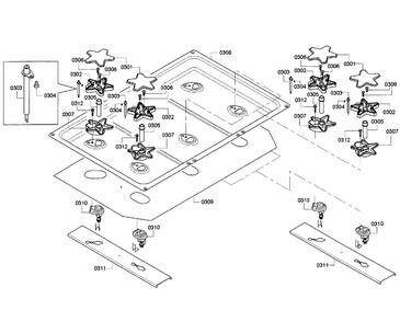 Burners Assy Diagram and Parts List for PRD366GHC 04 Thermador Range
