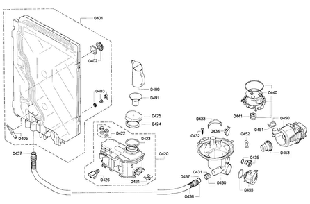 Pump Diagram and Parts List for DWHD651GFP 18 Thermador Dishwasher