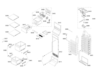 Freezer Diagram and Parts List for B22CS80SNS 03 Bosch Refrigerator