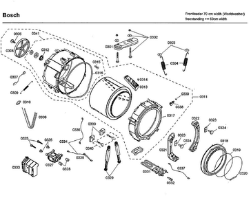 Tub Diagram and Parts List for WFMC8401UC 07 Bosch Washer