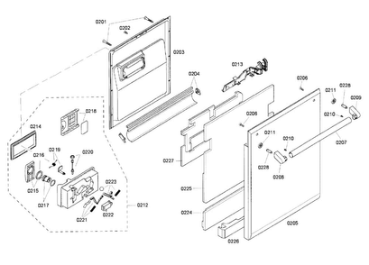 Door Diagram and Parts List for DWHD94EP 46 Thermador Dishwasher