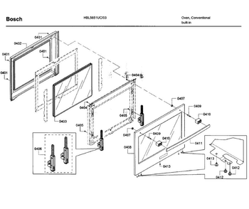 Door Diagram and Parts List for HBL5651UC 03 Bosch Wall Oven