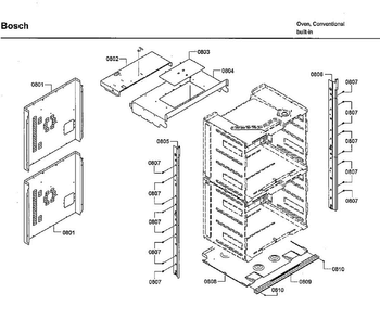 Frame Diagram and Parts List for HBL8661UC 02 Bosch Wall Oven