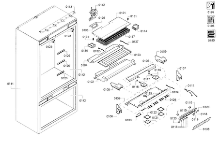 Cabinet 1 Assy Diagram and Parts List for T36IT71NNP 34 Thermador Refrigerator