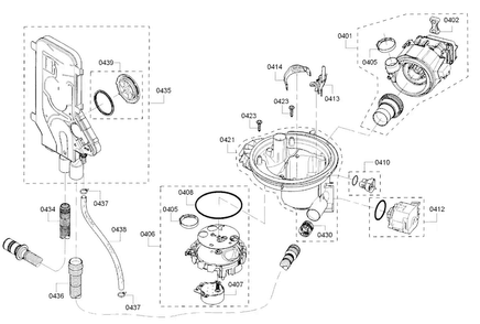 Pump Diagram and Parts List for SHE53TF5UC 01 Bosch Dishwasher