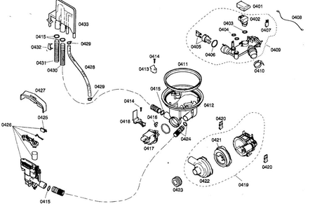 Pump Assy Diagram and Parts List for SHE44C07UC 22 Bosch Dishwasher