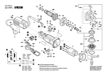 Page 1 Diagram and Parts List for GWS10-450P 3601C96513 Bosch Angle Grinder