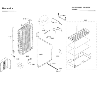 Evap Asy Diagram and Parts List for T42BD820NS 02 Thermador Refrigerator