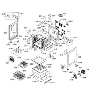 Oven Assy Diagram and Parts List for HES5053U 06 Bosch Range