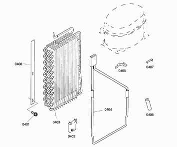 Evaporator Diagram and Parts List for KBUIT4875E01  Thermador Refrigerator