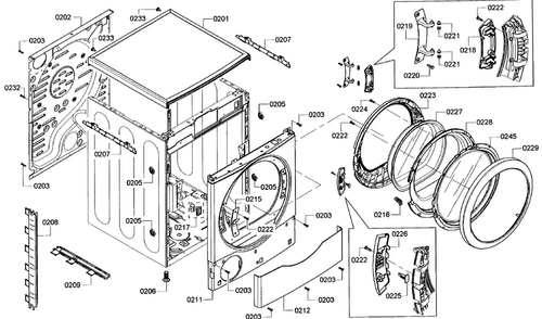 Cabinet Diagram and Parts List for WTVC533CUS 11 Bosch Dryer