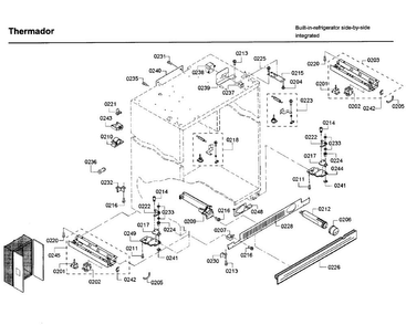 Frame Parts Diagram and Parts List for T42BD820NS 00 Thermador Refrigerator