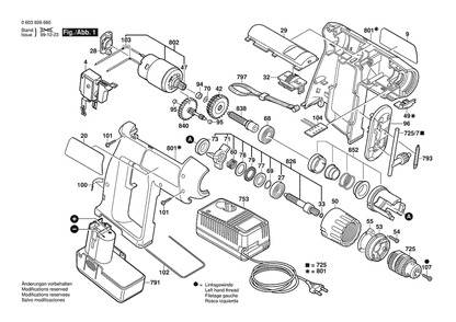 Section 1 Diagram and Parts List for 0603926663  Bosch Impact Driver