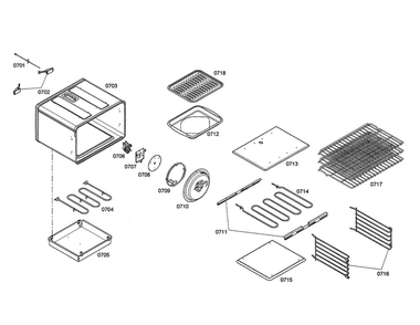 Racks/Elements/Burner Box Diagram and Parts List for PDR364GDZS 03 Thermador Range