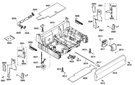 Base Assy Diagram and Parts List for SHX43P16UC 53 Bosch Dishwasher