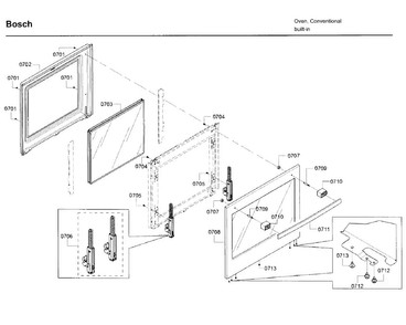 Door 2 Diagram and Parts List for HBN5651UC 03 Bosch Wall Oven