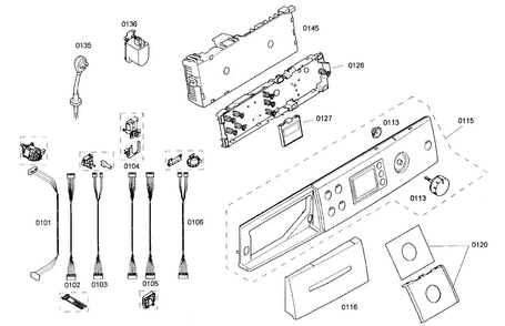 Control Panel Diagram and Parts List for WAS24460UC 01 Bosch Washer