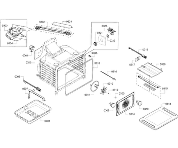 Oven Assy Diagram and Parts List for HGS7282UC 08 Bosch Range