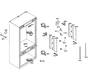 Cabinet Diagram and Parts List for T36IT71NNP 09 Thermador Refrigerator