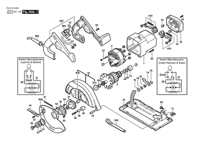 Bosch 5150type1 (F012515000) Diagram and Parts List for 5150 F012515000 Bosch Circular Saw