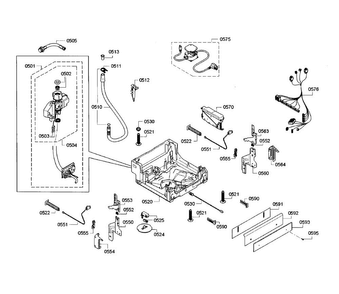 Base Section Diagram and Parts List for SPE68U55UC 33 Bosch Dishwasher