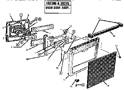 Oven Door Assembly Diagram and Parts List for ESC30CVB-01  Thermador Range