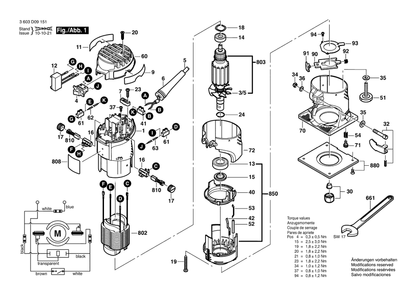 Diagram Diagram and Parts List for PMR500 3 603 D09 151 Bosch Router