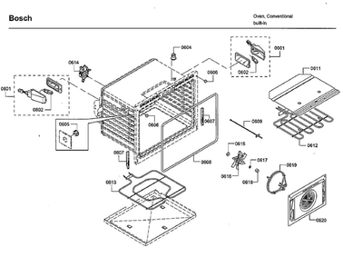 Cavity 2 Diagram and Parts List for HBLP651UC 02 Bosch Wall Oven