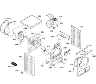 Cabinet Diagram and Parts List for WTV76100US 07 Bosch Dryer